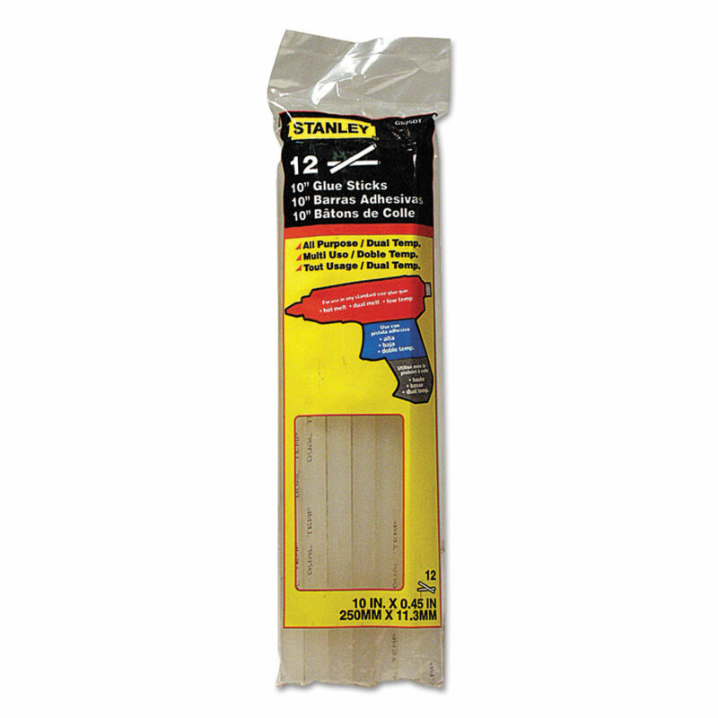 STANLEY BOSTITCH Dual Temperature 10" Glue Sticks Clear 12/Pack GS25DT
