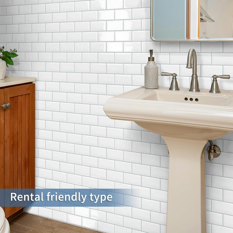 10 White Peel and Stick Backsplash Tiles for Kitchen Self Adhesive Wall Subway T