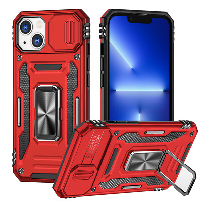 Shockproof Ring Case Slide Camera Cover For iPhone 15 14 13 12 11 Pro Max X XR 8