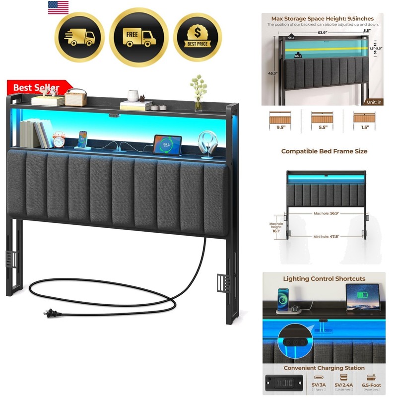 Headboard for Full Size Bed with Storage, 60,000 DIY Color