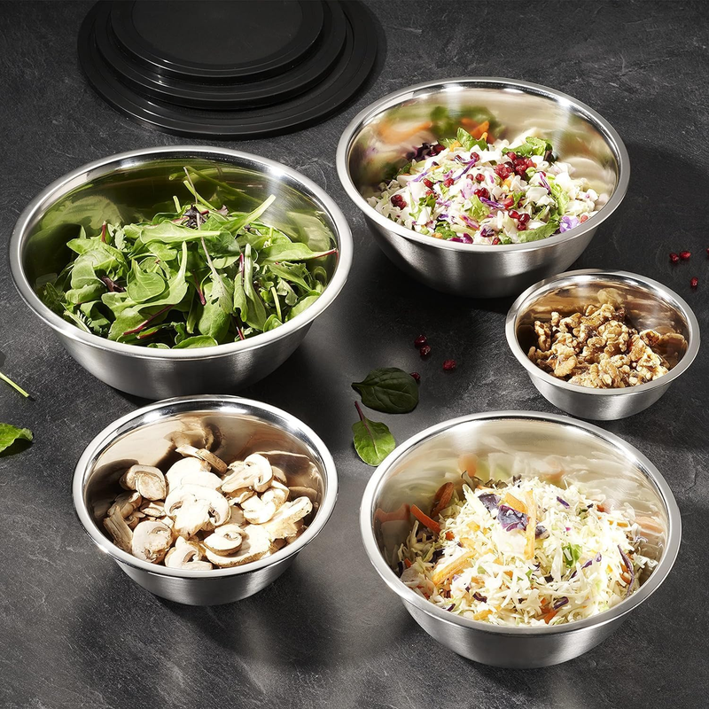 Stainless Steel Mixing Bowls Set of 5,Multipurpose Metal Mixing Bowl for Kitchen