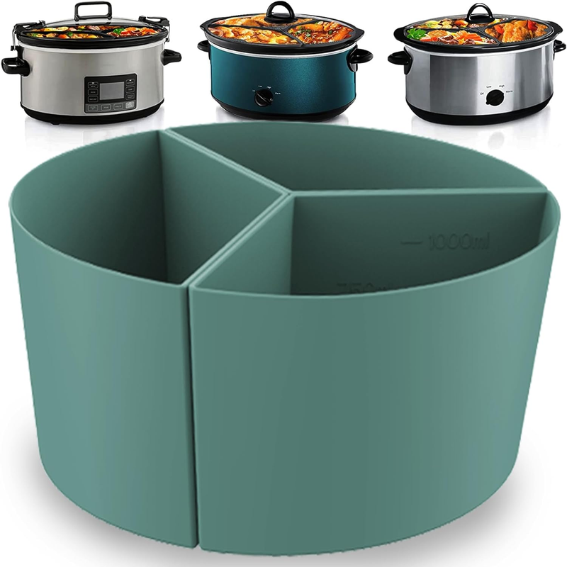 Silicone Slow Cooker Liner Set 3 in Oval Reusable Dishwasher Safe BPA-Free 6QT