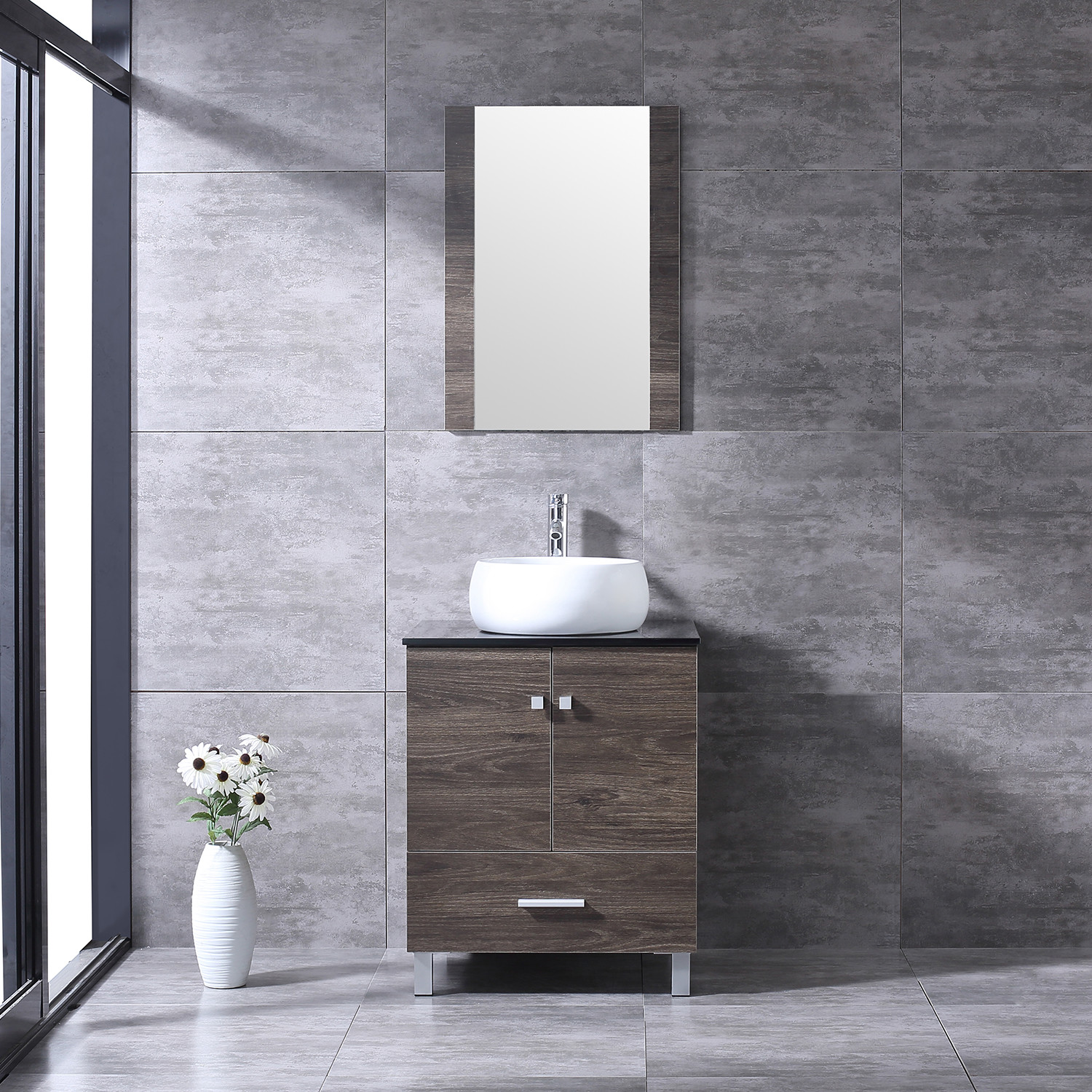 24 Bathroom Vanity Wood Cabinet Round White Ceramic Sink Combo W Mirror Modern Ebay 24 Bathroom Vanity Wood Cabinet Round White Ceramic Sink Combo W Mirror Modern Ebay