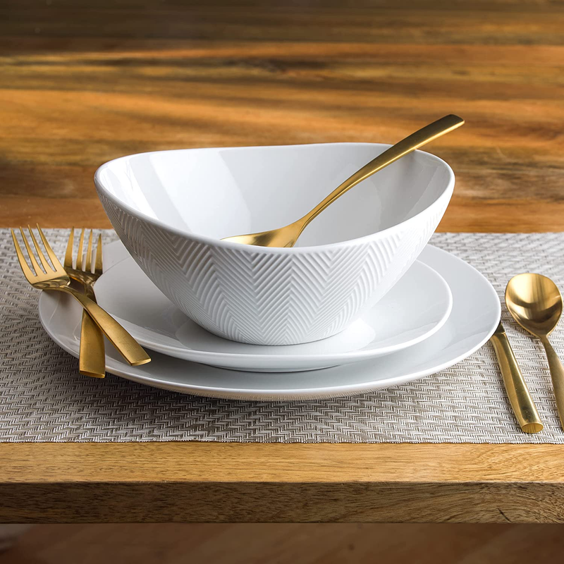Essential Collection Porcelain Dinnerware and Serveware, 16 Piece Dinnerware Set