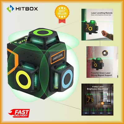 HITBOX 3D Laser Level Cross Line Self leveling Green Beam DIY with Type-C Charge