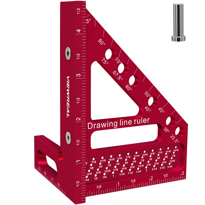 Premium Carpenter Square Hole Scribing Ruler Precision Woodworking Tool 22.5-90 