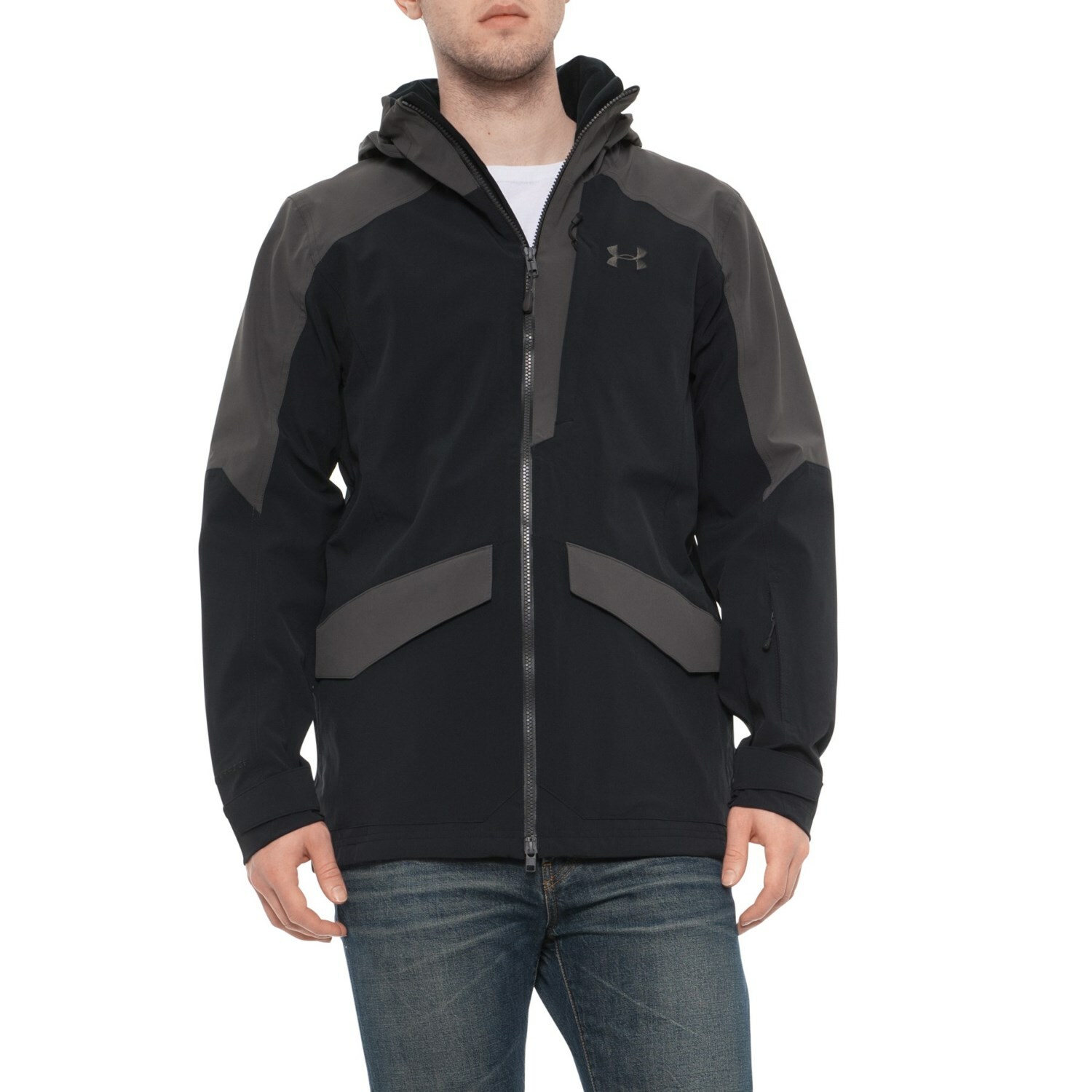 

100% водонепроницаемая куртка Under Armour UA Boundless Hooded Ski Rain — размер средний, Черный