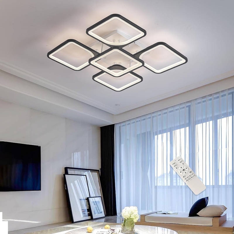Modern Flush Mount Ceiling Light, 5-Light Dimmable LED Chandelier