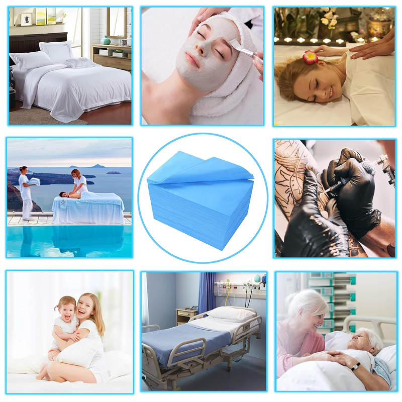 Disposable Waterproof Massage Table Sheets 31" x 71" 20PCS Blue