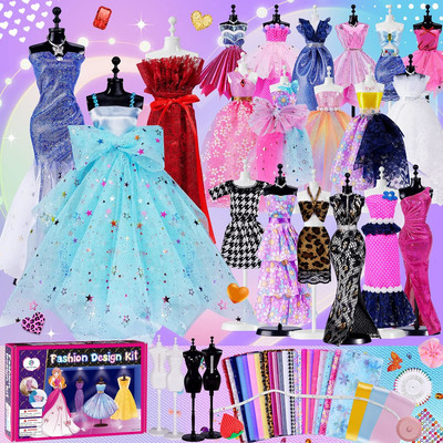 500+Pcs - Fashion Design Kit for Girls with 4 Mannequins - Creativity DIY Arts &