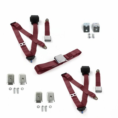 Chevy Cavalier 1982 - 1994 Airplane 3pt BURG Bench Seat Kit w/Brackets 3 Belts
