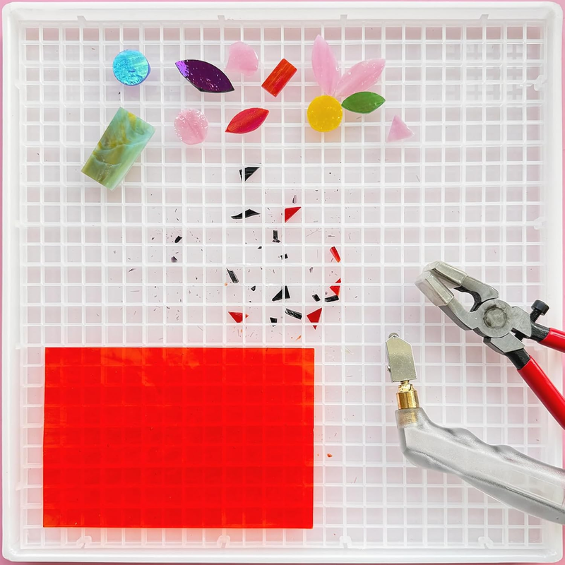 Stained Glass Cutting Mat with Tray, Great for Scoring and Cutting Glass, Catchi