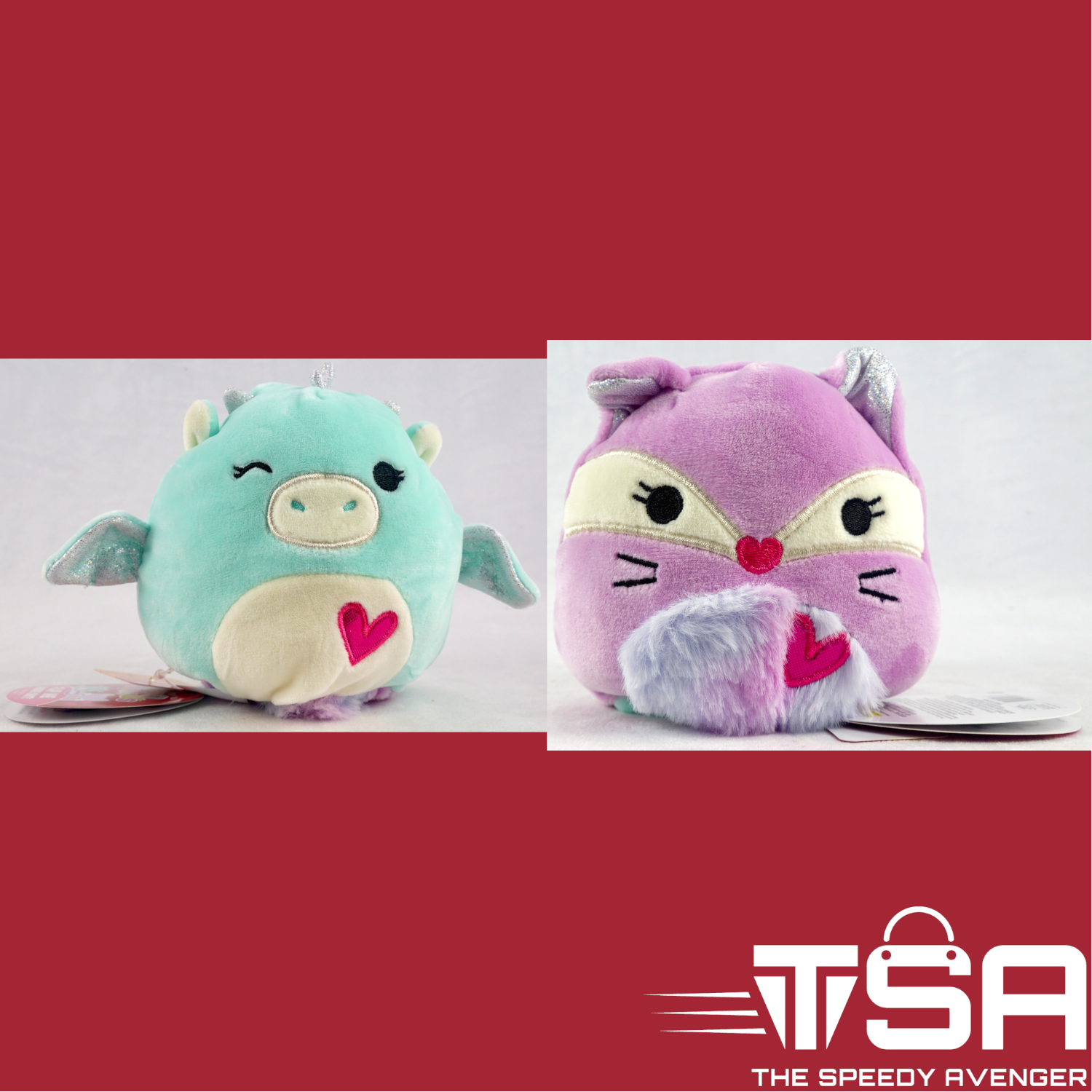 Squishmallows Flip-A-Mallows Palasha the Dragon + Fay the Fox Valentine's Day