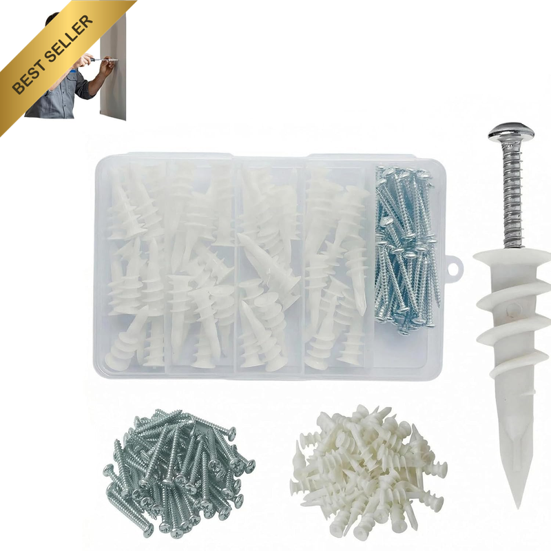 100 Pcs Self Drilling Drywall Anchors and Screws Kit,Includes 50 Durable Nylon R