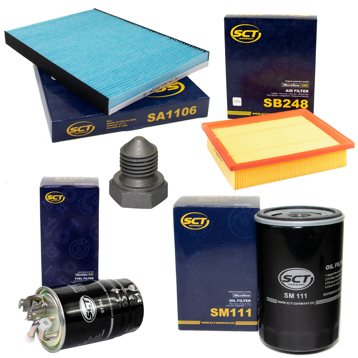 Filter Set Kraftstoff-ÖL-Luft-Innenraum + Ölablassschraube für VW Golf III Vento