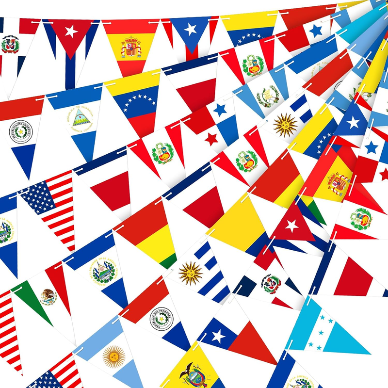 Fuweave 105 Pcs Hispanic Heritage Month Flags 21 Countries Flags Banner Latin Am