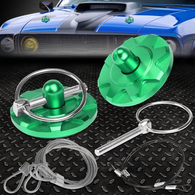 ПАРА ЗЕЛЕНЫХ АЛЮМИНИЕВЫХ КАБЕЛЕЙ JDM COSMETIC MODS ИЗ АЛЮМИНИЯ РАЗМЕРОМ 60 x 28 ММ С БУЛАВКАМИ ДЛЯ ВЫТЯЖКИ С ЛЕНТОЙ