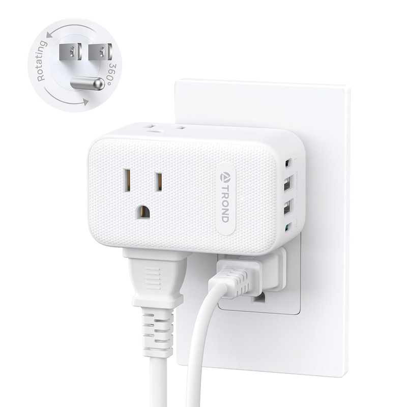 360° Rotating Multi Plug Outlet Extender, PD 20W USB C Fast Charging Station, Fl