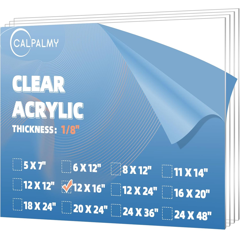 (4-Pack) 12X16 Clear Acrylic Sheet Plexiglass 1/8” Thick, Use for Craft Projects