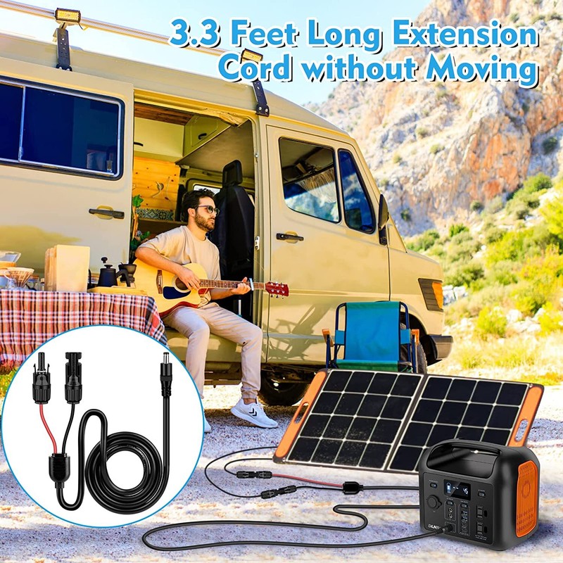 Solar Panel Connector to Dc Adapter Extension Cable16AWG Heavy Duty - 3.3 Feet