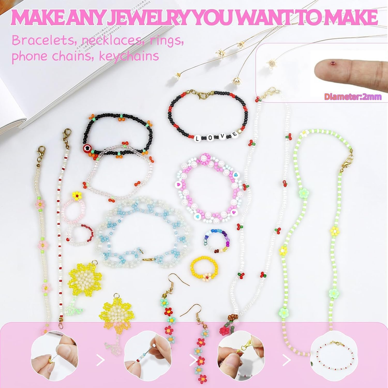 50600pcs 96 Colors 2mm Glass Seed Beads for Jewelry Making Kit, 300pcs Letter Be