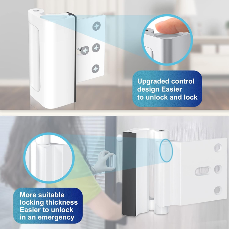 Door Reinforcement Lock Withstands 800lbs of Force - Extra Door Lock for Kids Sa