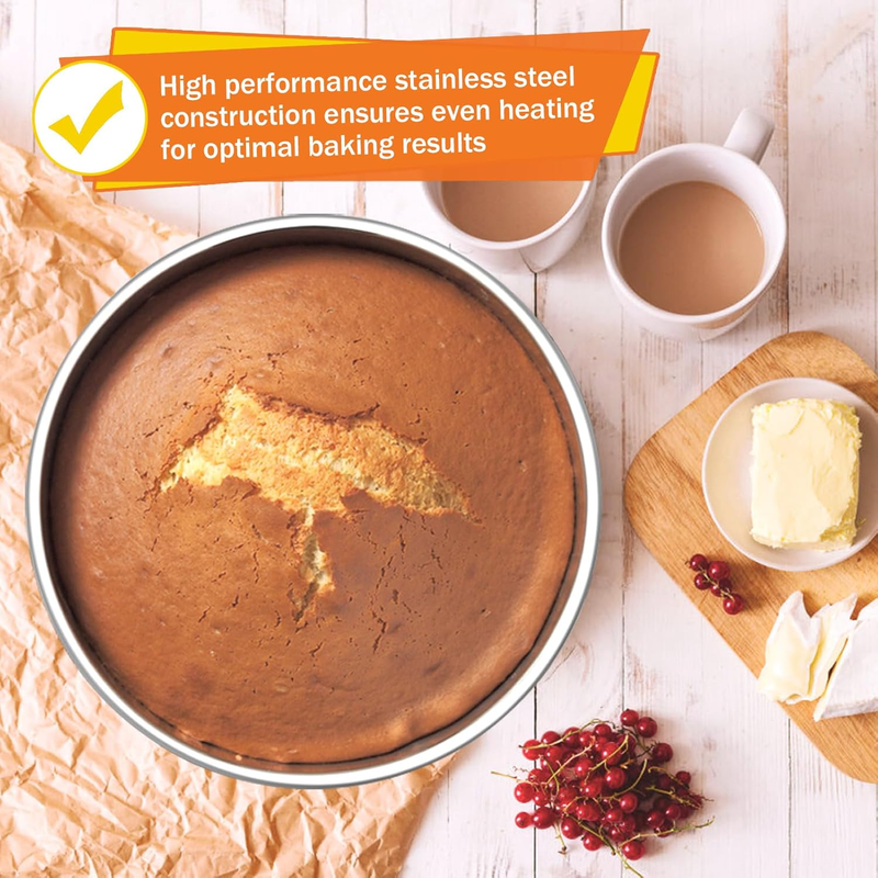 8 Inch Cake Pan Set, 3 Pcs Round Baking Pans Stainless Steel Layer Birthday Wedd
