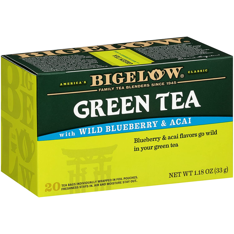 Green Tea With Wild Blueberry & Acai, Caffeinated, 20 Count 
