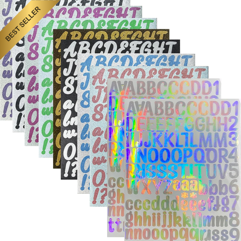924-Piece Vinyl Letter Stickers Set - Self-Adhesive, Waterproof Alphabet Sticker