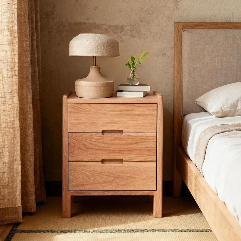 Nightstand, Solid Wood Small End Table W/3 Drawers, Modern Bedside Tables, Mid Century Night Stand, Bed Side Table, 15.75