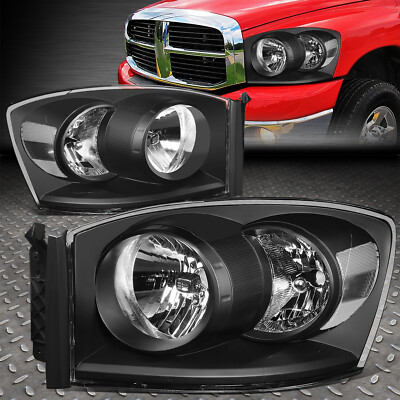ДЛЯ 06-09 DODGE RAM 1500 2500 3500 ЧЕРНЫЙ КОРПУС ПРОЗРАЧНЫЕ УГЛОВЫЕ ЛАМПЫ ФАР