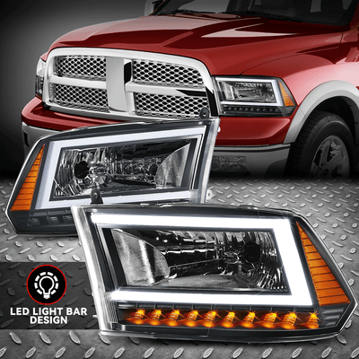 [Последовательный сигнал C-LED DRL] Для фар грузовика Dodge Ram 09-24 Черный/янтарный