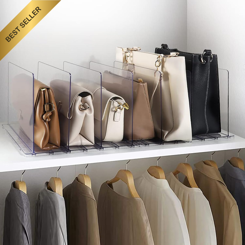 EP Leben 2PCS Bag & Purse Organizer for Closet, 8-Grid Adjustable Clear Handbag