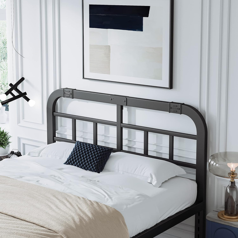 California King Headboards Only, Black Metal Frame, Simple and Industrial Style,