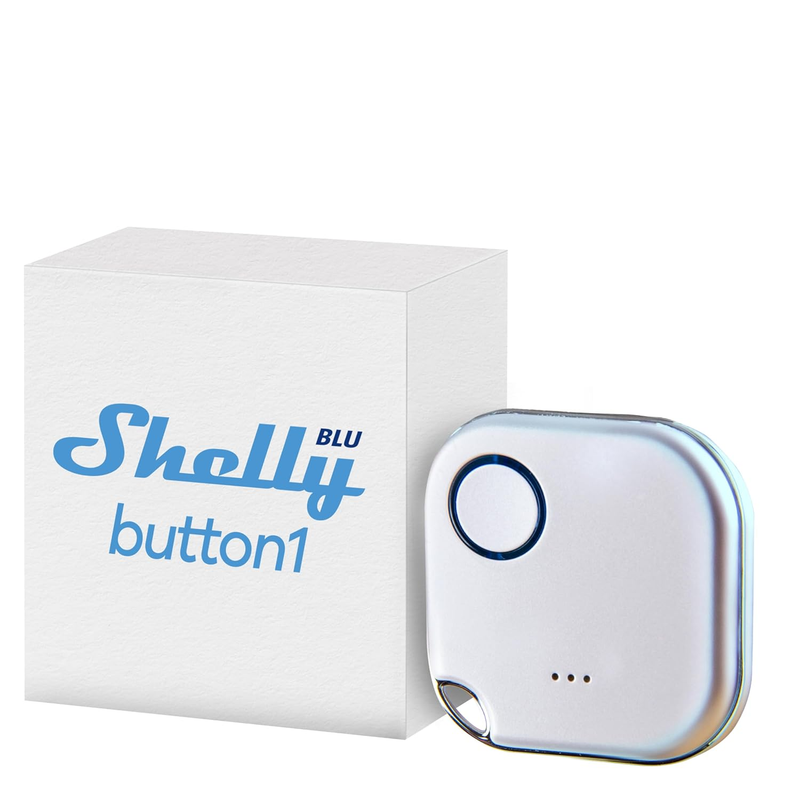 Shelly BLU Button1 - Weiß | Intelligente Bluetooth-Taste Zur Aktivierung Von Aktionen Und Szenen | Multi-Klick-Aktivierung | Sofortige Reaktionszeit | Ton- Und Lichtalarm | Ios-Android-App