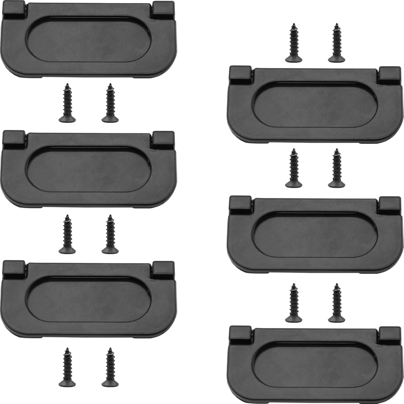 6Pcs Black Flush Pull Ring Handles, 3 Inch Recessed Cabinet Handles - Aluminum A