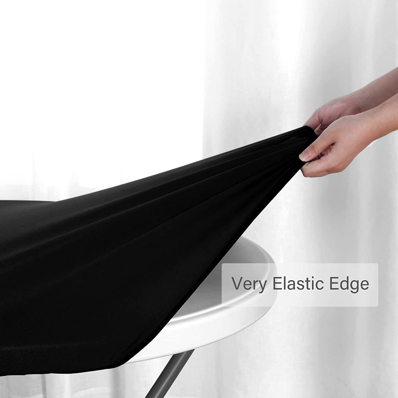 Fitted round Table Cloth, Reversible Waterproof Stain Resistant Elastic Stretch