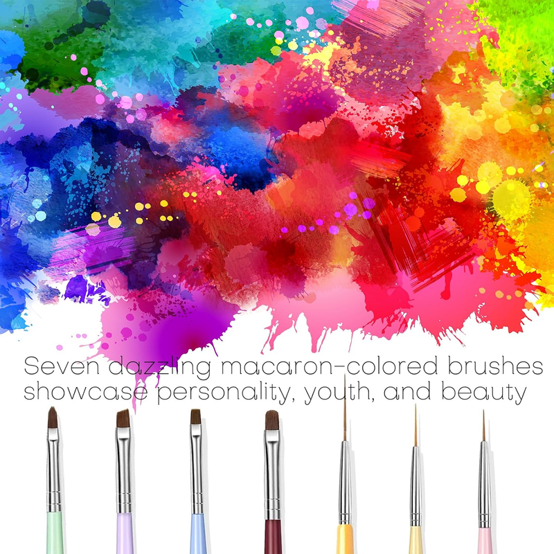 7PCS Nail Art Brushes, Nail Design Painting Brush Set with Nail Polish Brush, Na