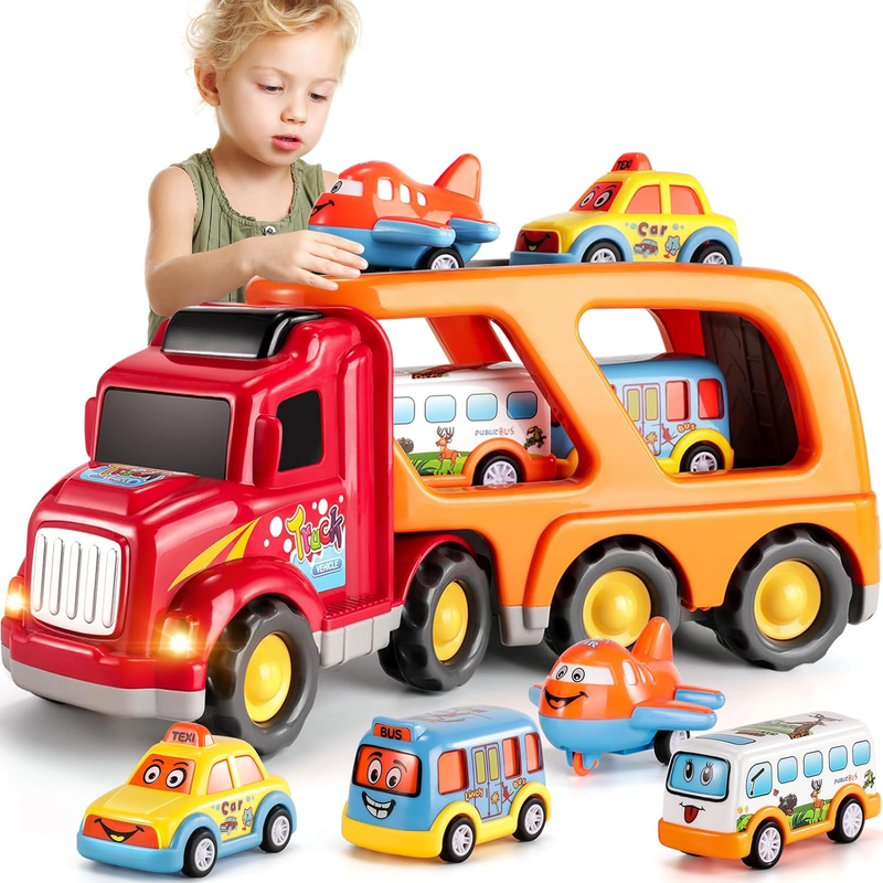 Toddler Carrier Truck Transport Vehicles Toys - 5 in 1 Toys for 3-7 Year Old