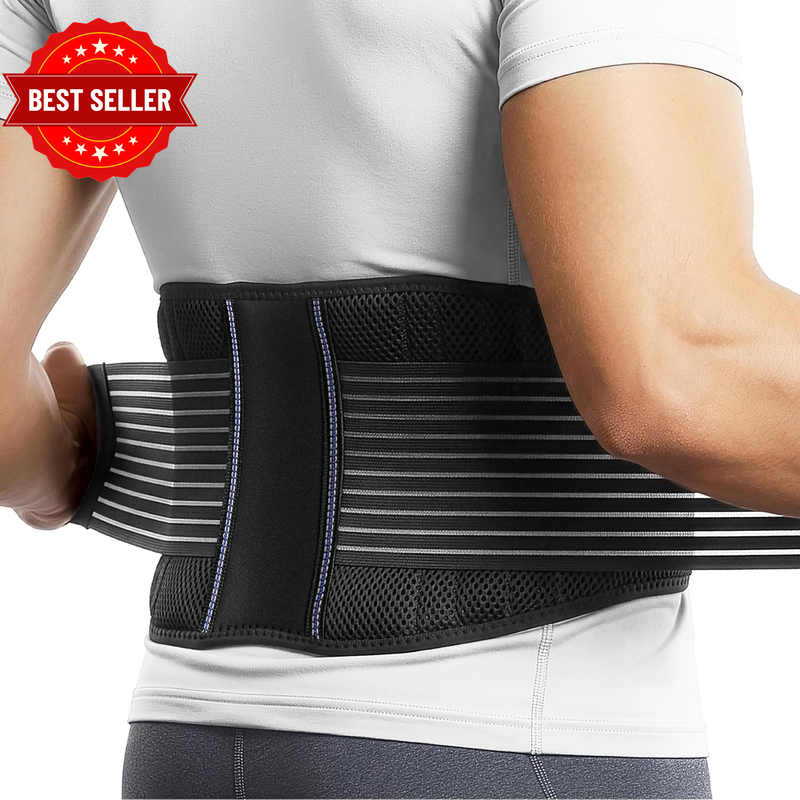 Stabilizing Lumbar Lower Back Brace and Support Belt with Dual Adjustable Straps