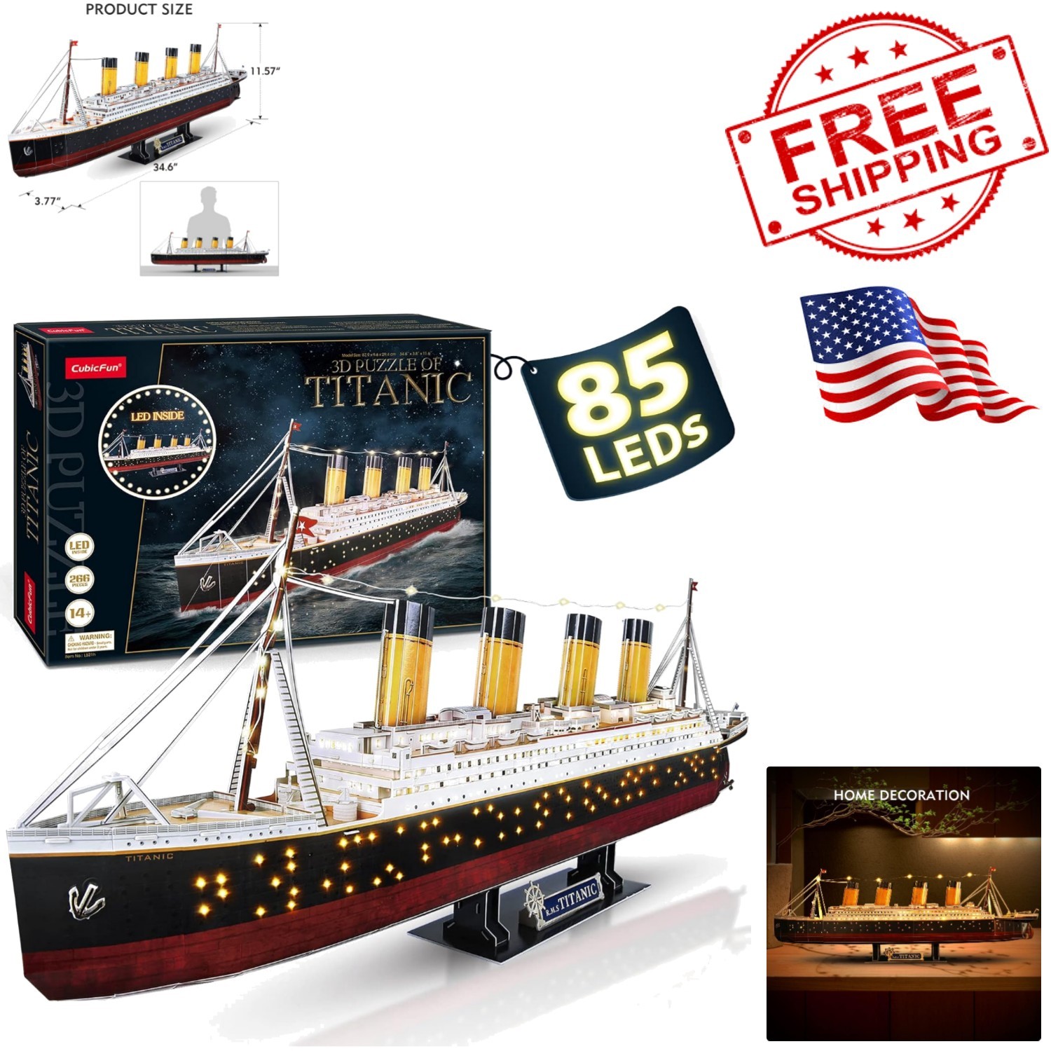 Titanic 3D Puzzle for Adults - 266 Eco-Friendly Pieces with