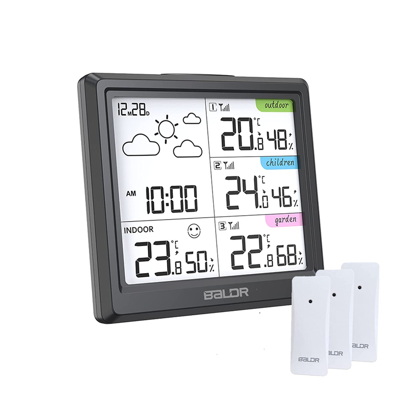 Multiple Sensors, With 3 Outdoor Thermometer Wireless; Indoor Ou