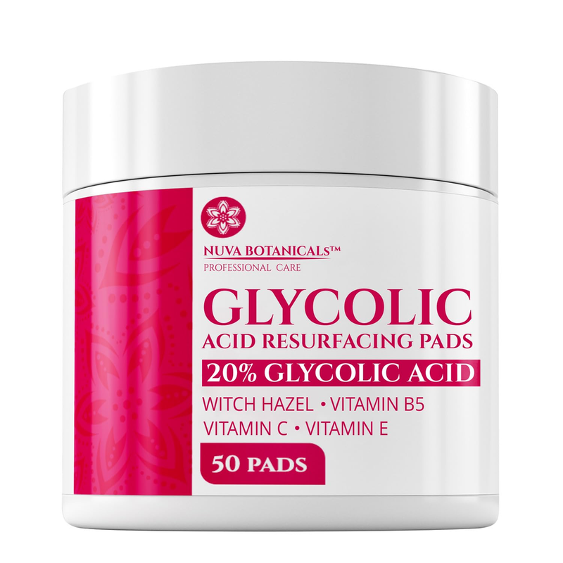 Nuva Botanicals 20% Glycolic Acid Face Pads with Vitamin C - 50 Pads