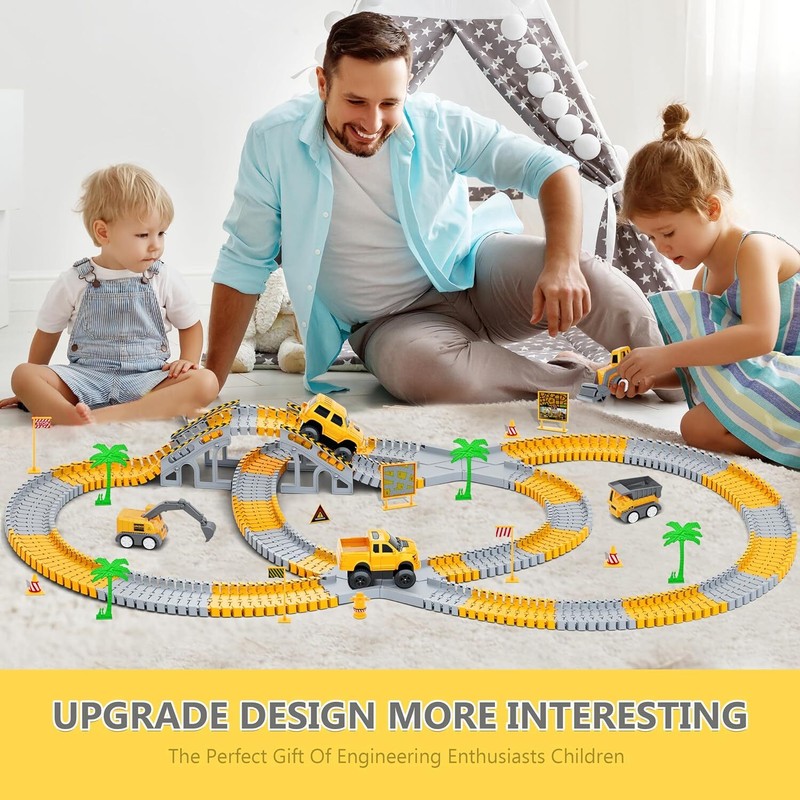 Kids Construction Toys 253 PCS Race Tracks Toy for 3 4 5 6 7 8 Year Old Boys Gir