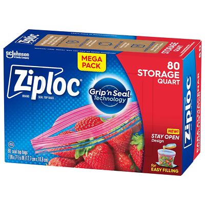 Ziploc Medium Storage Bags 1 Qt. 80/Box (314471) 351319