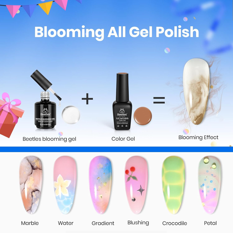 Beetles Nail Blooming Gel 15ml Clear Uv Led Blossom Gel Polish for Spreading Eff