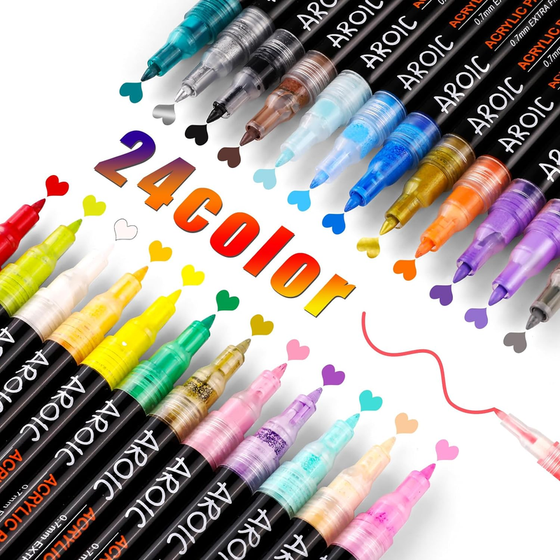 Acrylic Paint marker,Pens,Colors 24 Pack for Rock Painting.Permanent,Waterproof
