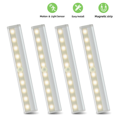 1-5pcs LED Motion Sensor Light Closet Cabinet Night Light Kitchen Battery Lamp