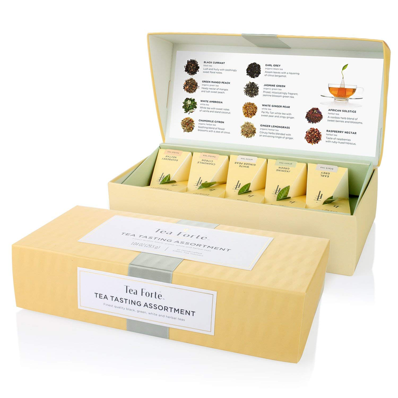 Tea Forte Assorted Classic Tea, Petite Presentation Box, Sampler Gift Set with H