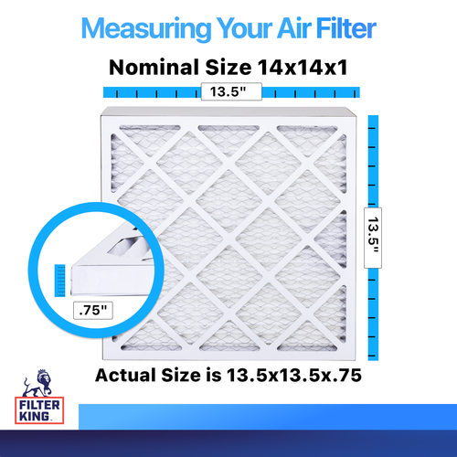 Filter King 14x14x1 Air Filter 12-PACK MERV 8 Actual Size 13.5 x 13.5 x .75"